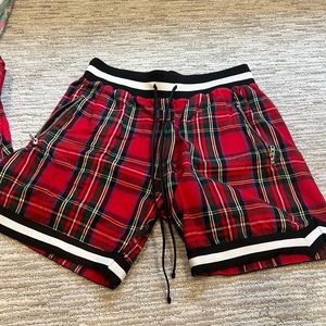 Red plaid shorts